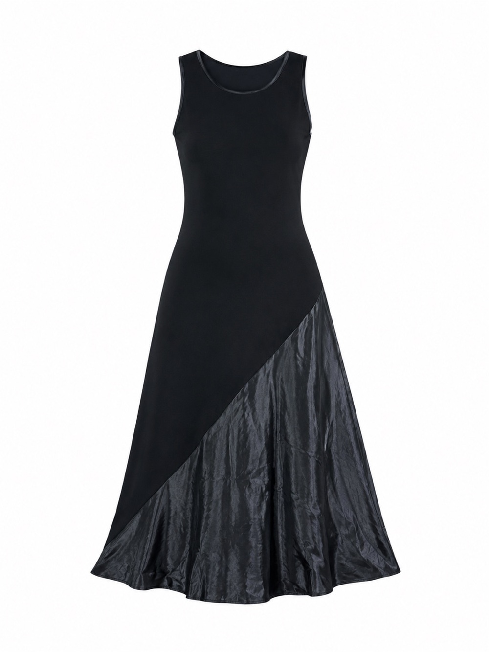 Ivan Grundahl Black Wool Blend Satin Contrast‎ Maxi Dress